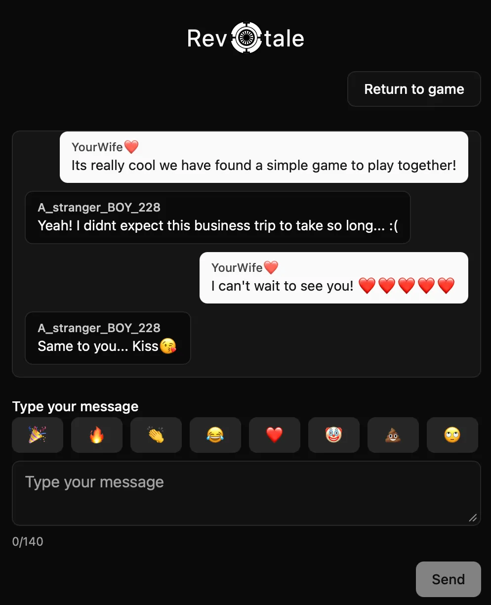 Chatting example between Husband and Wife in the Sea Battle game