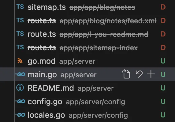 git changes screenshot of the project 
